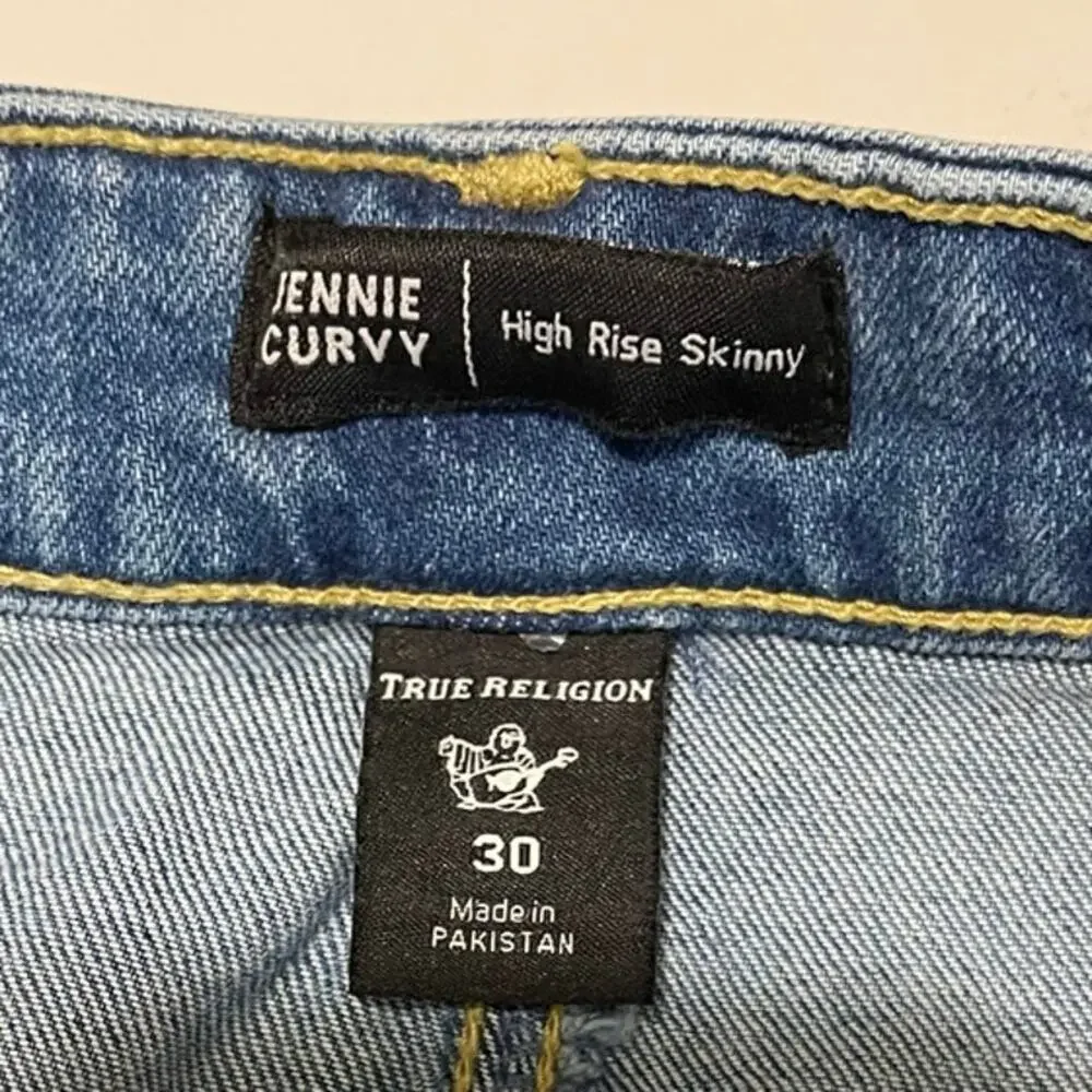 True Religion Women Jennie Curvy World‎ Tour Distressed Skinny Jeans High New